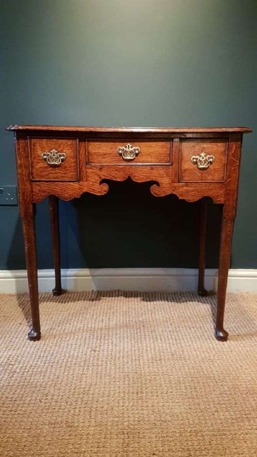 George III Oak and Mahogany Crossbanded Lowboy