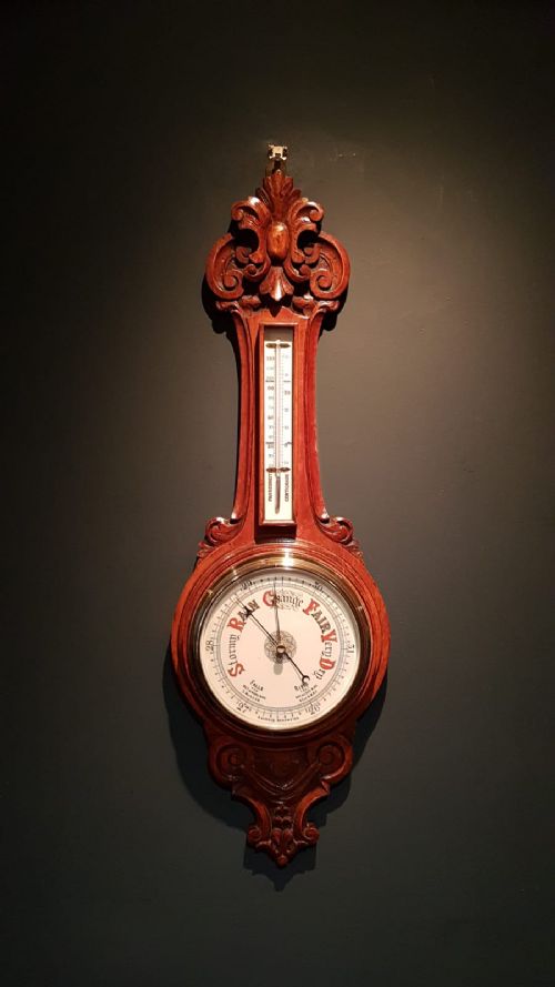 Victorian Carved Oak Banjo Barometer