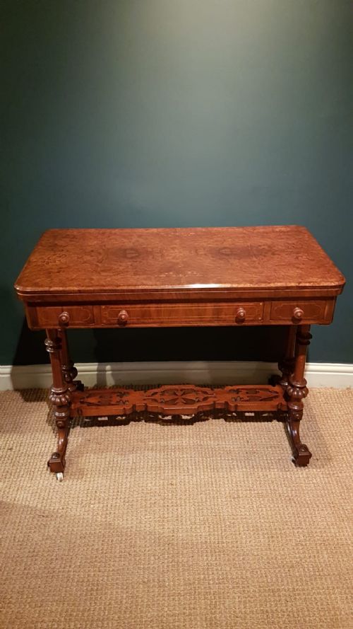 Victorian Burr Walnut Card Table