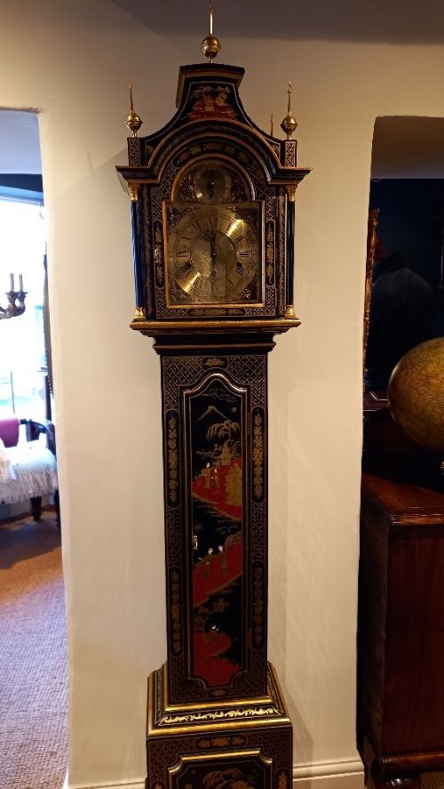 Antique Chinoiserie Westminster Chiming Grandmother Clock