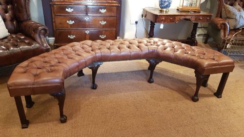Late Victorian Leather Upholstered Bay Window Seat