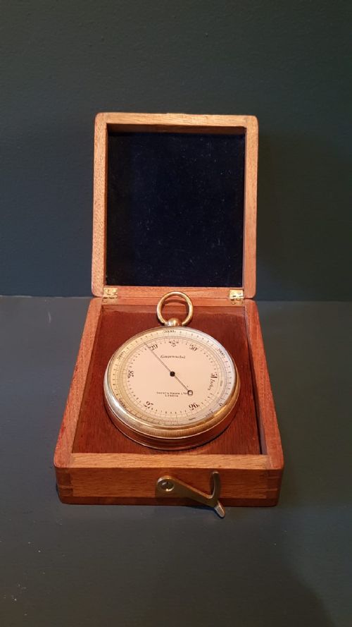 Large Antique Short & Mason Campaign Barometer in Case