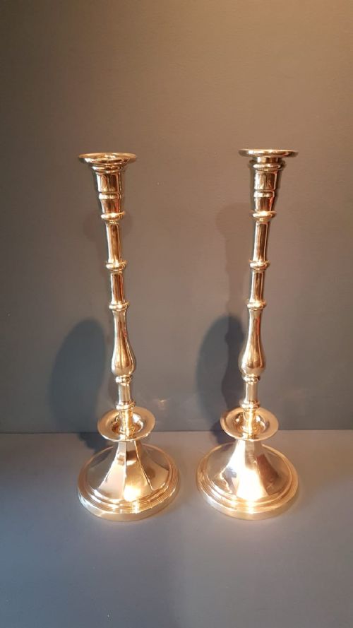 Pair of Impressive Victorian Brass Candlesticks