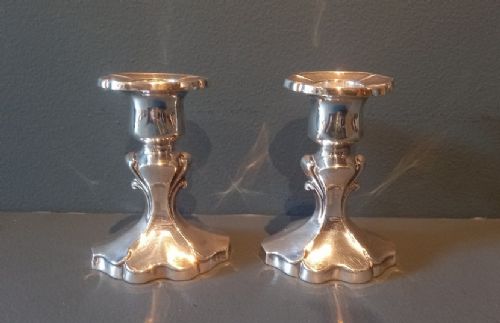 Pair of Edwardian Solid Silver Shaped Candlesticks