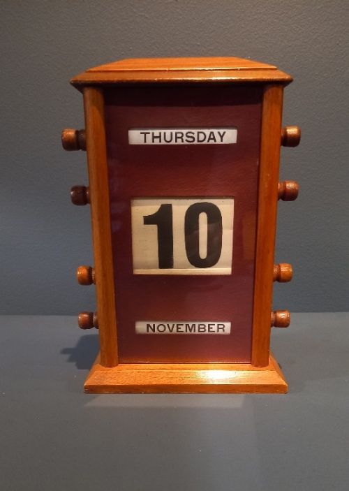 Antique Walnut Perpetual Desk Calendar