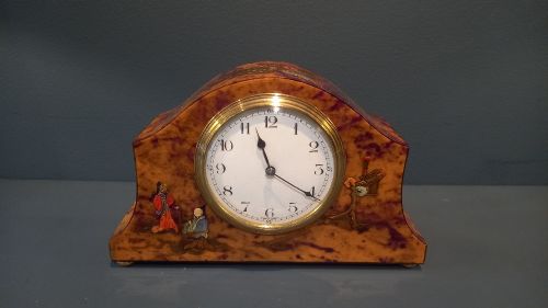 Antique Chinoiserie Tortoiseshell Mantel Clock