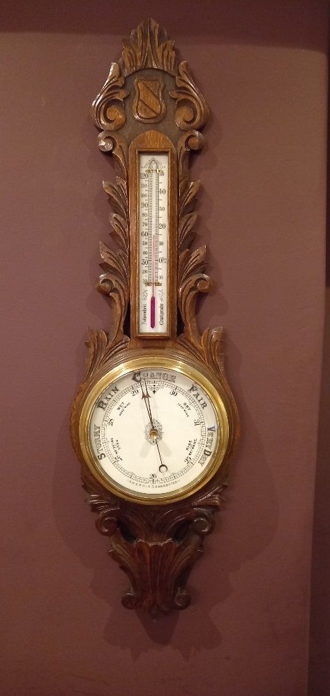 Antique Polished Oak Banjo Barometer