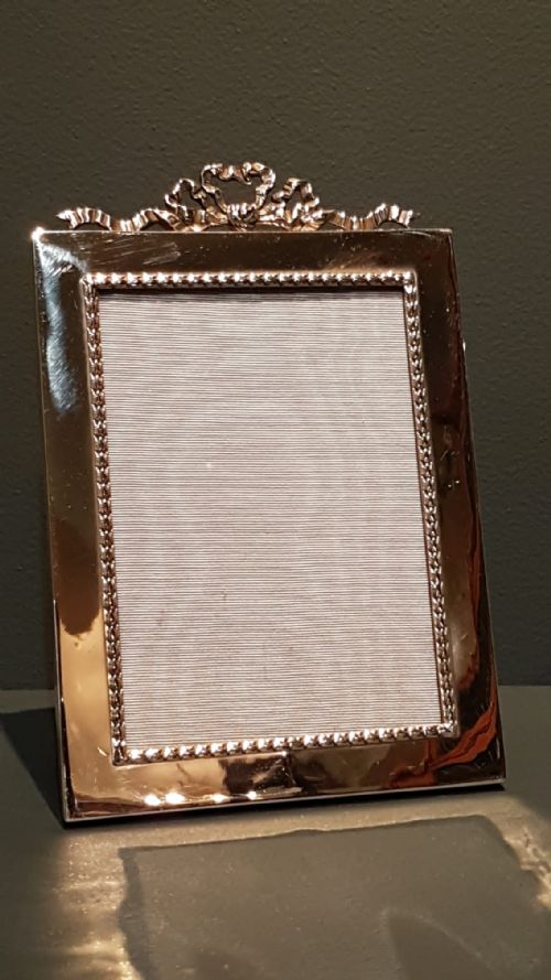 Edwardian Silver Ribbon Crest Photo Frame