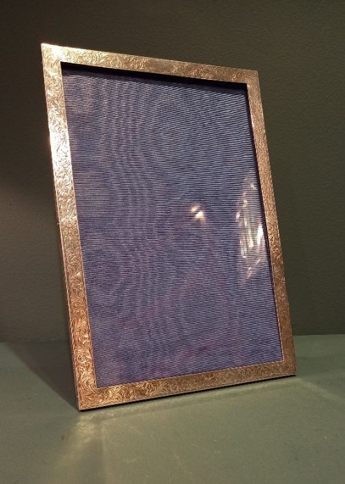 Large George V Period Silver Engraved Photo Frame