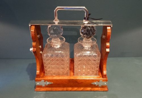 Superb Antique Oak & Silver Harrods of London Tantalus