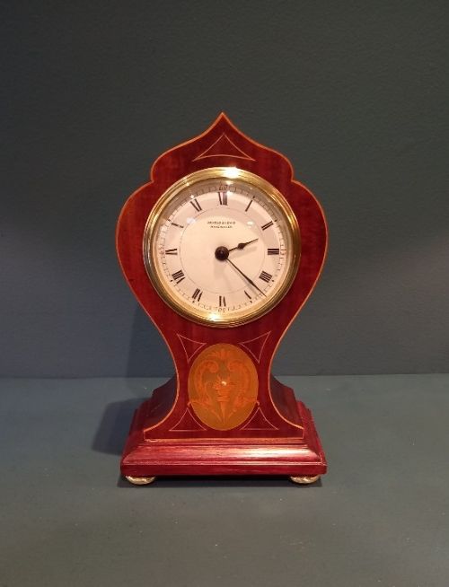 Fine Antique Greek Torch Inlaid Panel Mantel Clock