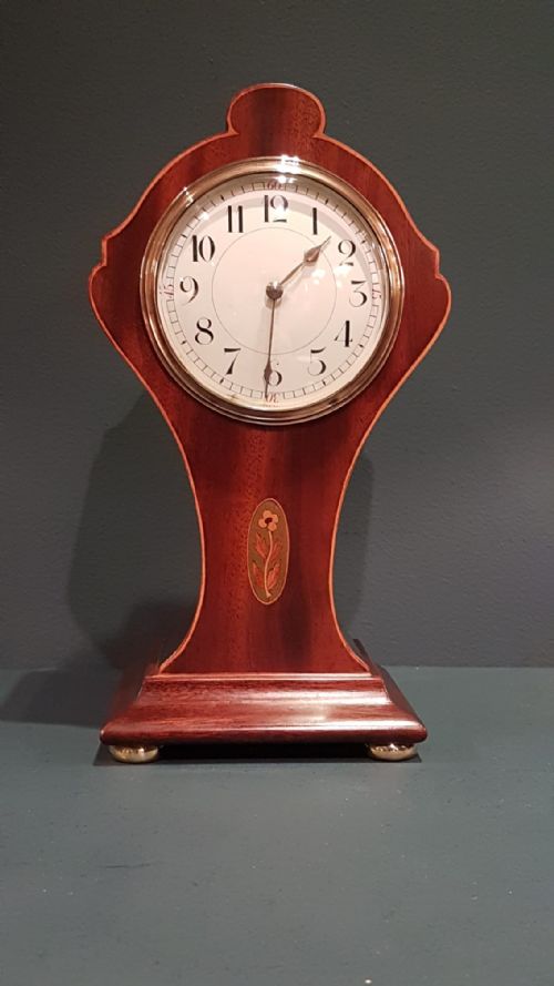 Fine Antique Keyhole Shaped Inlaid Mantel Clock