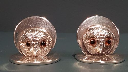 Pair of George V Silver Owl Menu Holders