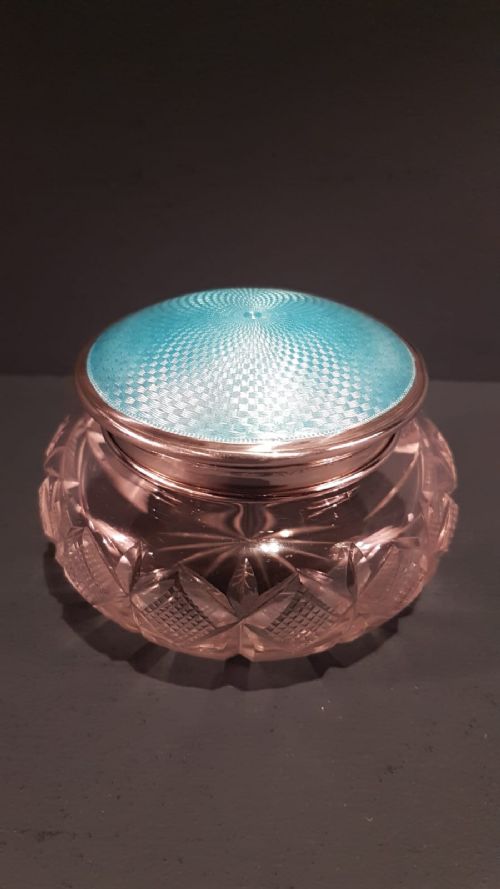 George V Silver and Enamel Table Jar