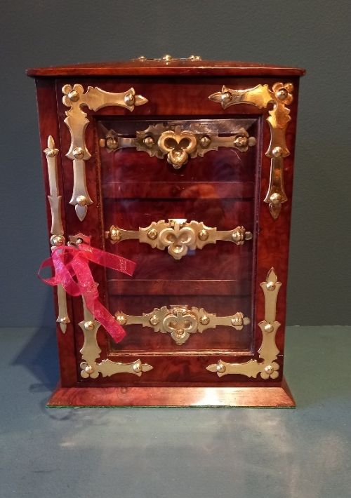 Antique Burr Walnut Three Drawer Jewel Chest