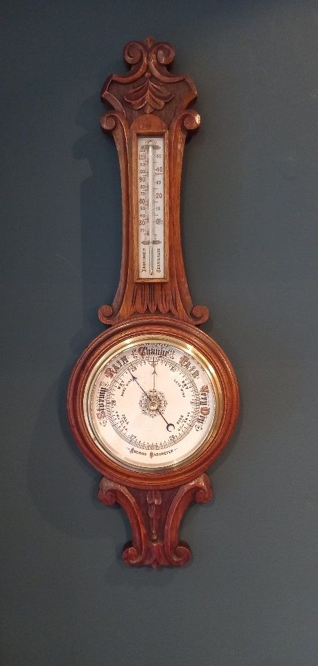 Smaller Antique Polished Oak Banjo Barometer