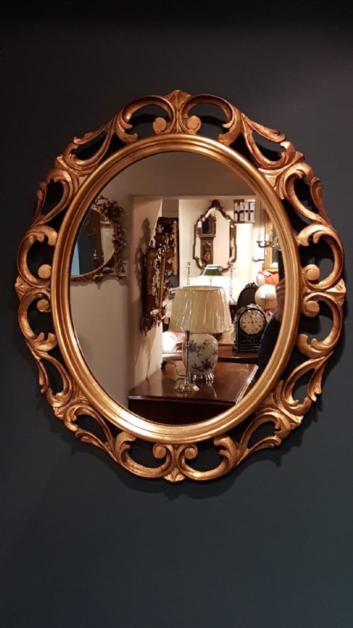Antique Timber Gilt Oval Mirror