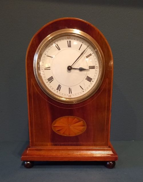 Antique Sheraton Inlaid Arched Top Mantel Clock