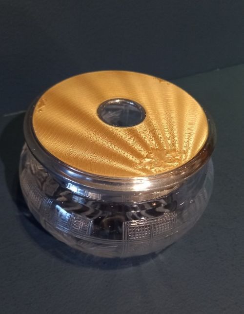 George V Silver & Gold Enamel Dressing Table Jar