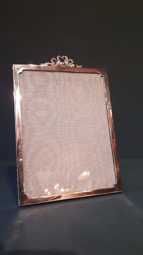 Edwardian Silver Ribbon Crest Photo Frame