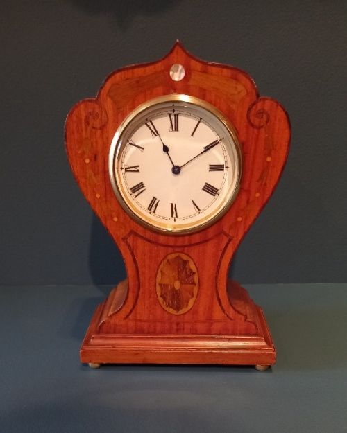 Antique Mahogany & Satinwood Sheraton Inlaid Mantel Clock