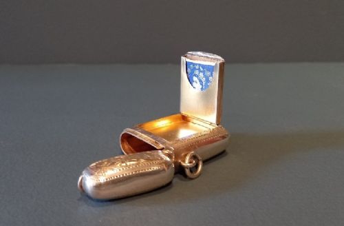 Edwardian Silver Engraved Stamp & Vesta Case