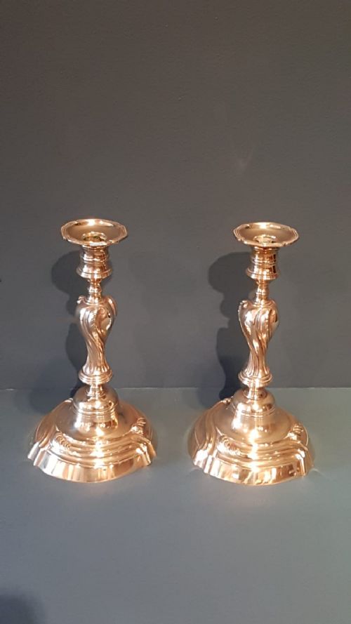Pair of Art Nouveau Cast Brass Candlesticks