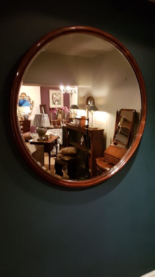 Large Victorian Mahogany Circular Mirror
