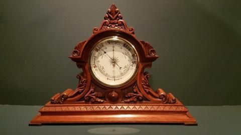 Superb Antique Carved Walnut Desktop Barometer