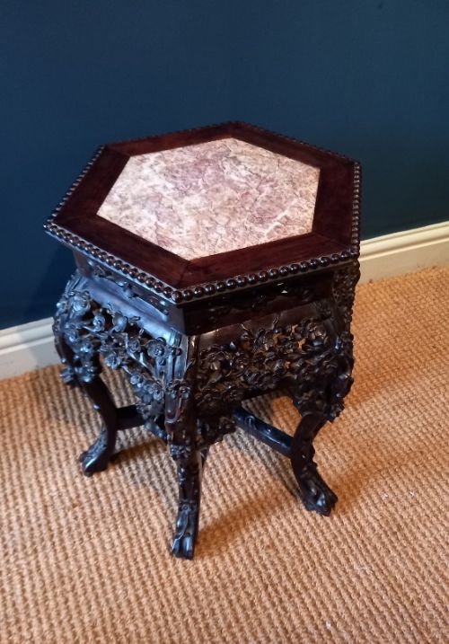 Antique Oriental Rosewood Jardiniere Stand