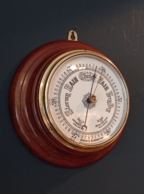 Large Mid Victorian Solid Walnut Porcelain Dial Barometer