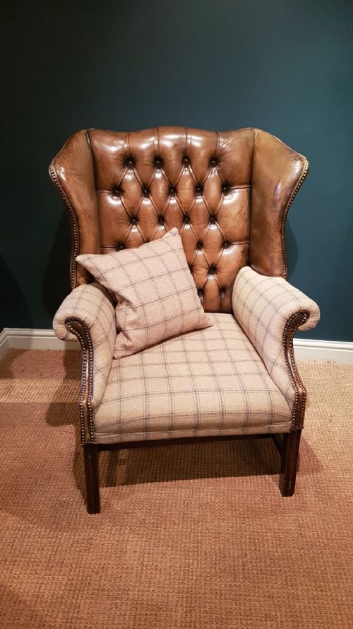 Edwardian Leather Wing Back Arm Chair