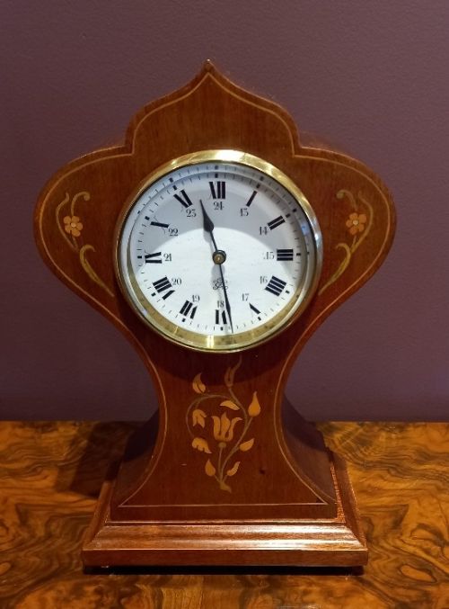 Rare Edwardian Inlaid 24 Hour Dial Mantel Clock