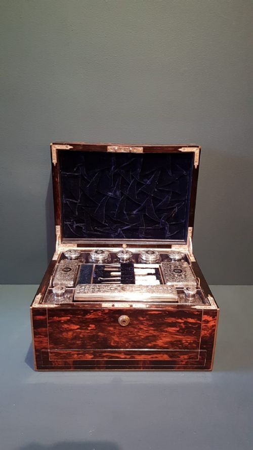 Superb Coromandel and Silver Travelling Box