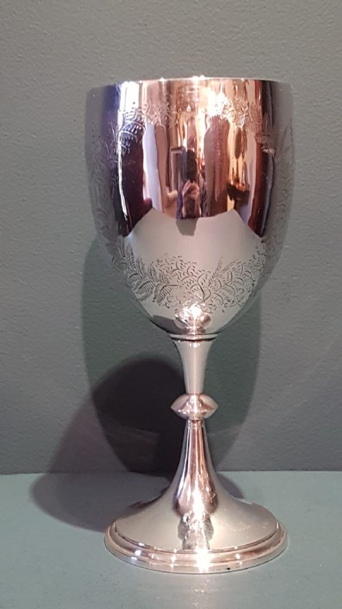 Large Edwardian Silver Engraved Chalice