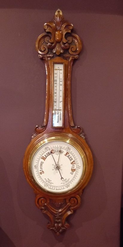 Victorian Polished Oak Porcelain Dial Banjo Barometer