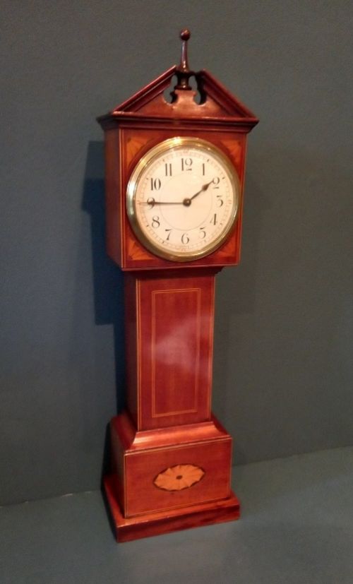 Superb Antique Sheraton Inlaid Grandfather Mantel Clock