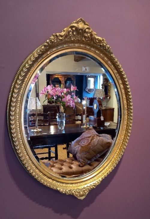 Antique Oval Plaster Gilt Wall Mirror