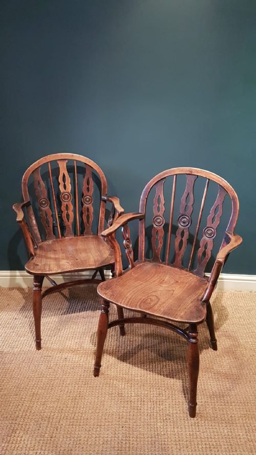 Matching Pair of George III Period Prior Windsor Chairs
