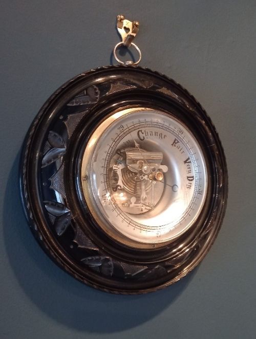 Antique Ebony Skeletonised Barometer