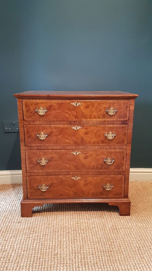 Small Edwardian Burr Walnut Chest of Drawers