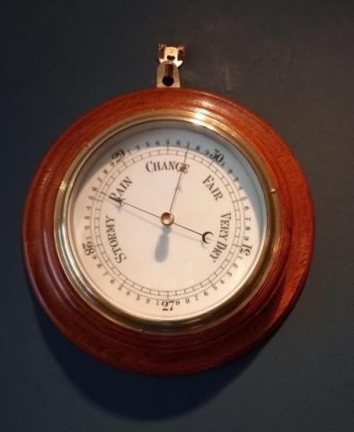 Late Victorian Golden Oak Aneroid Barometer.c.1900