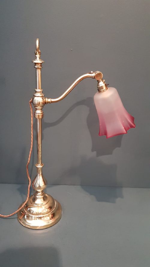 Edwardian Brass Table Lamp and Shade