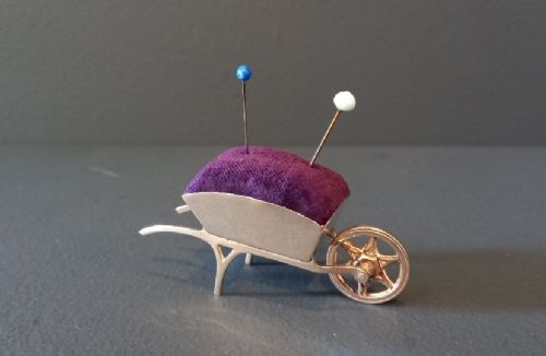 Edwardian Period Silver Wheelbarrow Pin Cushion