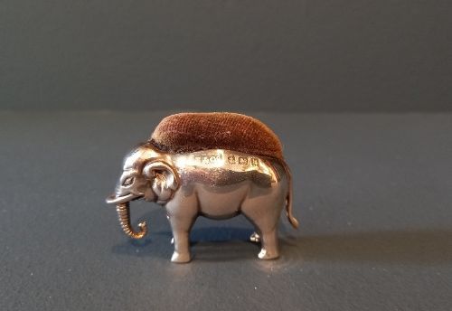 Edwardian Period Silver Elephant Novelty Pin Cushion