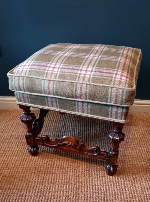 Superb Edwardian Walnut Upholstered Warings Stool