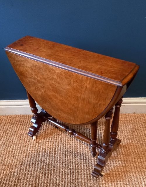 Mid Victorian Figured Walnut Baby Sutherland Table