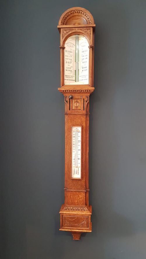 Superb Victorian Oak Sea Coast Barometer