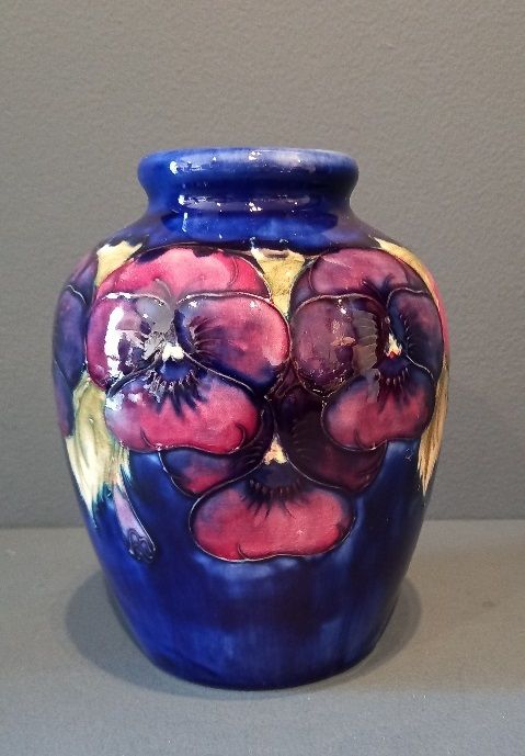 Moorcroft Pansy Roll Neck Vase C.1920