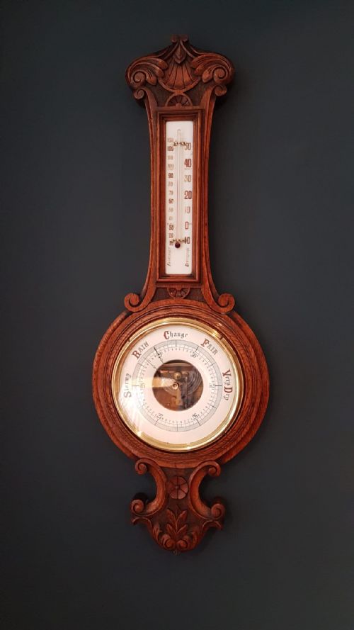Victorian Oak Banjo Barometer